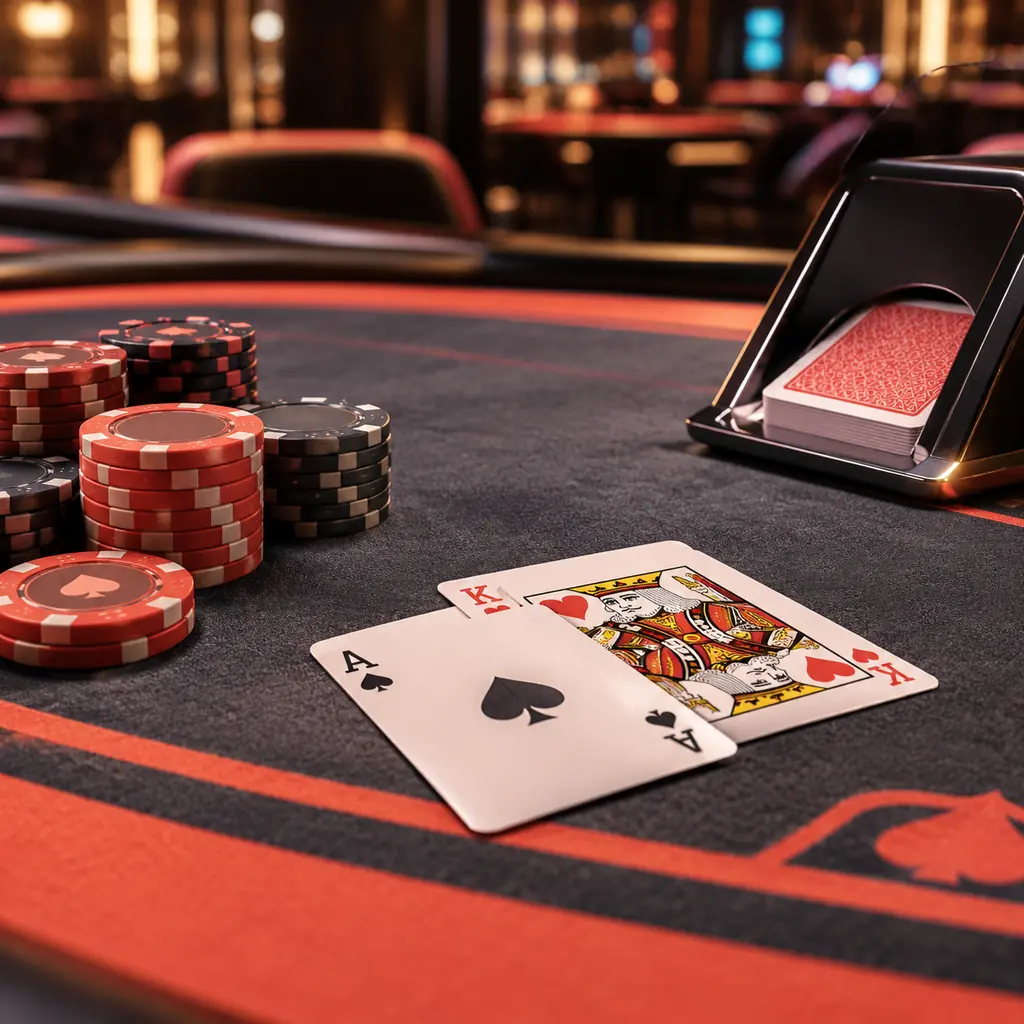 Kartu as dan raja pada meja blackjack