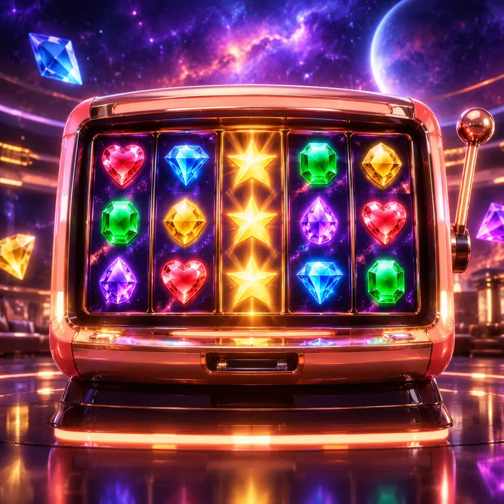 Layar slot konseptual bertema permata dan angkasa